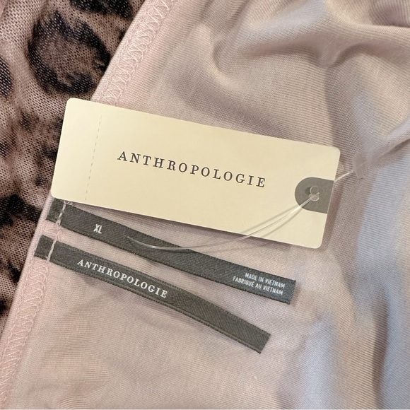 Anthropologie Mesh Shirred Tube Top Size XL Leopard Print Stretch Pullover - Picture 7 of 10